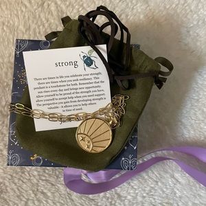 Jane Win Original Strong (Rising Sun) Coin w/ 18” draw link necklace & Lthr cord